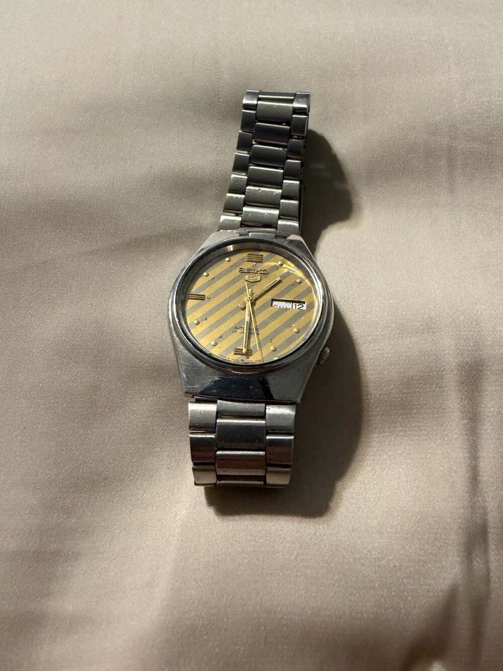 Seiko 5 Automatic 6309-7330 Vintage Men's Watch Yellow Striped Dial